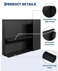 38x15x15 In Rectangular Planter Box, Carbon Steel Raised Garden Bed for Patio Backyard Vegetables Herbs Plants Growing, Black