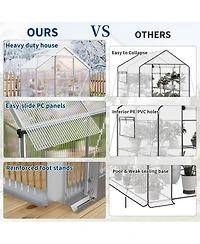 6x4 Ft Two-Bay Walk-In Aluminum Greenhouse, Sturdy Frame for Patio Backyard Garden All-Season Plant Growing and Winter Protection,