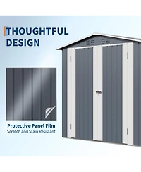 6' x 4' Metal Tool Shed with Gable Roof and Double Doors, Outdoor Storage Shed for Garden Patio Backyard, Gray