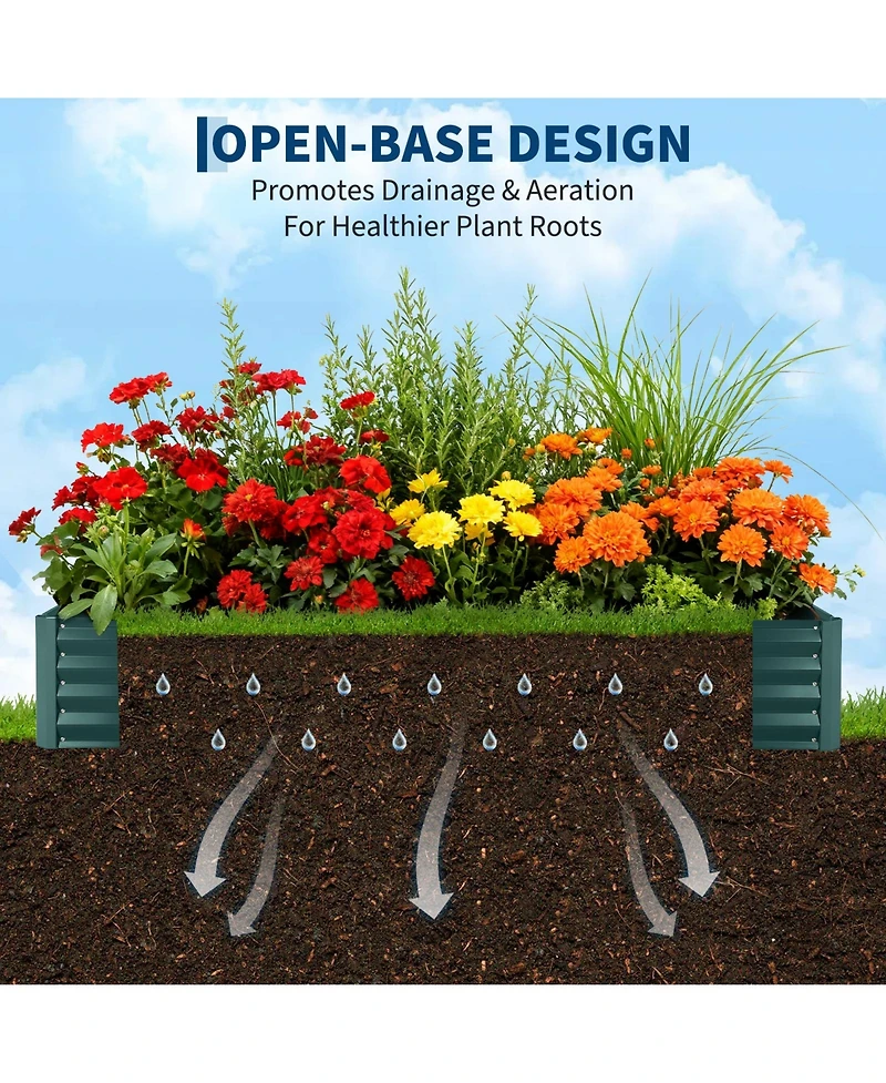71x351x12/95x47x24 Raised Garden Bed with Pvc Cover, Metal Planter Box for Outdoor Vegetables Flowers Herbs, Green/Grey