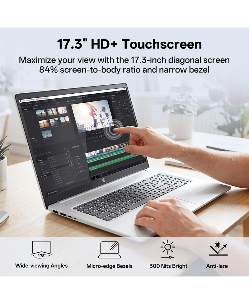 Hp Essential 17.3" Touchscreen Business Laptop, Intel Core i5-1335U, Intel Iris Graphics, 16GB DDR4, 512GB Ssd, Wi-Fi 6, Windows 11 Pro, Silver