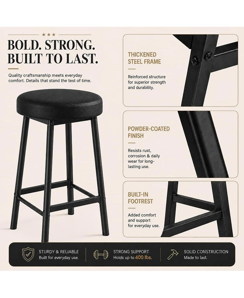 Round Backless Bar Stools Set of 2