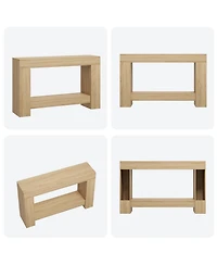 47.2" Farmhouse Console Table with H-Base, 2-Tier Entryway Sofa Table for Living Room,Natural Color