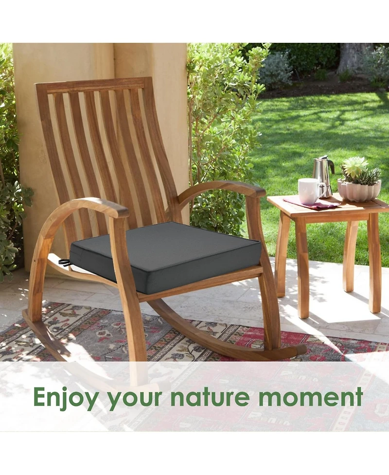 22"/19" W x 4"H Set of 2 Outdoor Chair Cushions with Ties, 600D Polyester Oxford Fabric Square Seat Pad for Patio Garden Porch Deck, Grey/Beige
