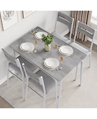 Modern 5-Piece Dining Set for 4 - Black Table + 4 Upholstered Chairs
