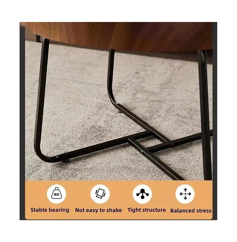 homfan Set of 2 Round Nesting Coffee Tables, 28" and 20", Fluted Wood Look, Mid-Century Modern