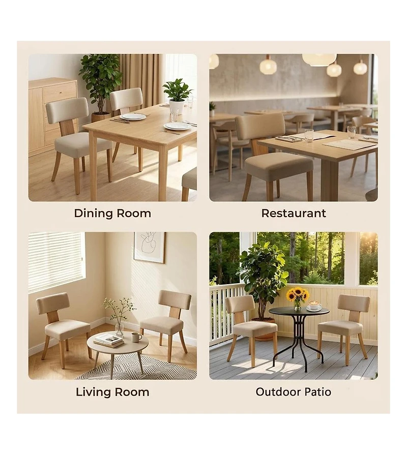 4 Set of Modern Dining Chairs, Upholstered Ergonomic Chairs with Curved Backrest and Wooden Legs, Mid-Century Farmhouse Seating for Home, Kitchen