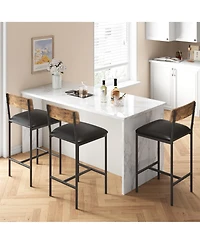 Set of Bar Stools 26" Counter Height Pu Leather Swivel Chairs with Backrest and Footrest Ergonomic Comfort for Kitchen Island Home Bar