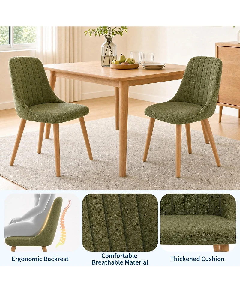 Upholstered Dining Chairs Set of 4, Modern Tufted Accent Chairs with Solid Wood Legs, Supports 300 Lbs for Kitchen Dining Room Vanity