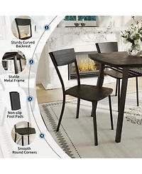 5-Piece Dining Table Set for 4, Space-Saving Kitchen Table and Ergonomic Curved Chairs with Under Table Storage Rack, Safe Rounded Corners, Black