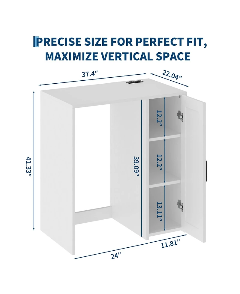 Coffee Bar Cabinet with Fridge Space, Mini Fridge Stand with Barn Door, Built-In Power Outlet, Adjustable Storage Space for Kitchen, Office, Dorm