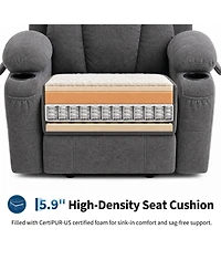 Oversized Chenille Power Lift Recliner with Heat, Massage and Memory Remote, Usb, Cup Holders,Grey