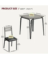 Kitchen Table and Chairs Set of 3 Square Dinette with Cushioned Seats Space Saving Compact Design for Small Apartment Dining Room Breakfast Nook