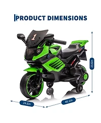 30 Inch Kids 6V Ride On Motorcycle, Electric Bike with Training Wheels Headlights Music for Toddlers, Light Pink/Rose Red/Green/White, Ages 2-5