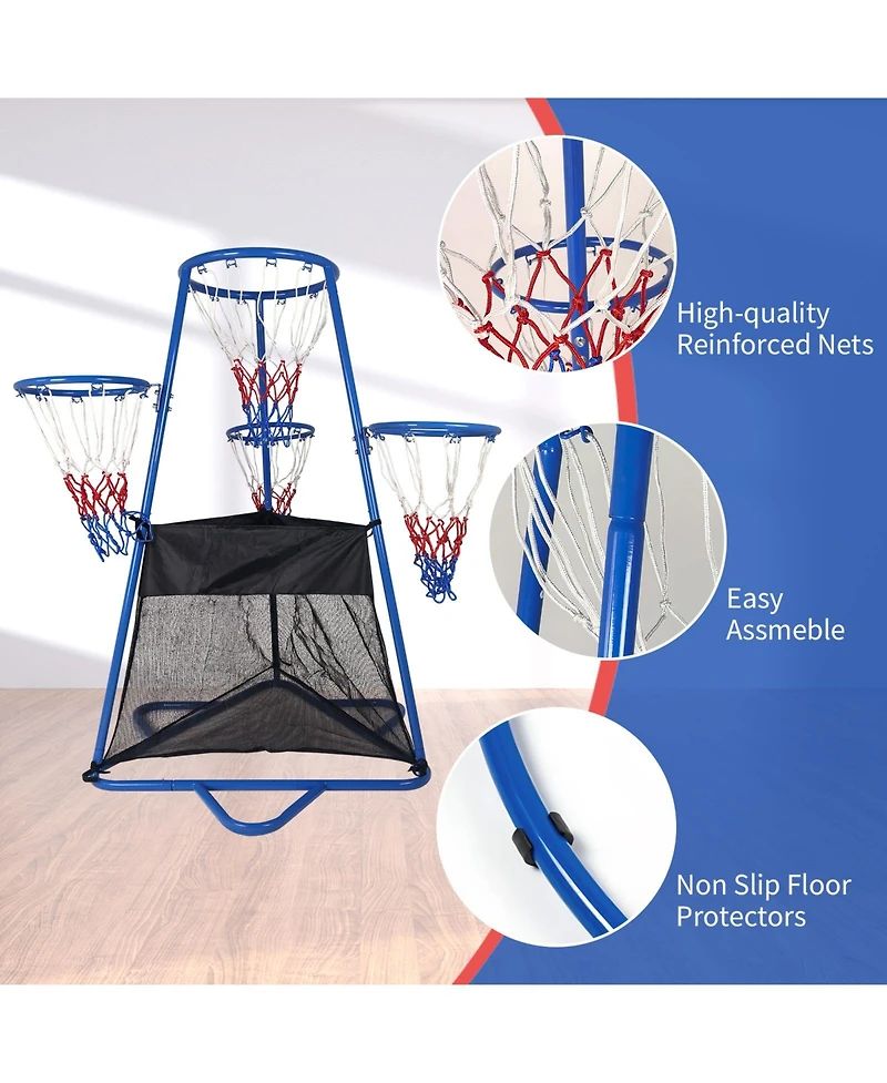 Compact Kids Basketball Hoop Stand Toy Ages 3+, Adjustable Indoor Outdoor Basketball Set with Backboard, Backyard Play, Black