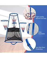 Compact Kids Basketball Hoop Stand Toy Ages 3+, Adjustable Indoor Outdoor Basketball Set with Backboard, Backyard Play, Black