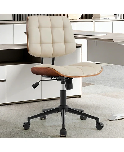 Home Office Armless Desk Chair with Wheels | Modern Adjustable Back, 360 Swivel, Adjustable Seat Height, for Office, Reading Meeting Room