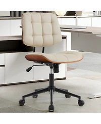 Home Office Armless Desk Chair with Wheels | Modern Adjustable Back, 360 Swivel, Adjustable Seat Height, for Office, Reading Meeting Room