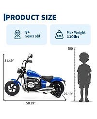 24V Licensed Kids Ride On Sport Motorcycle, High Speed Electric Bike with Brushless Motor for Outdoor Riding, Green/Blue/Red/Black, Ages 6-14
