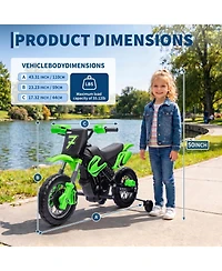 Single Seat 12V Kids Ride On Motorcycle Toy Ages 3-6, Battery Powered Electric Off-Road Vehicle with Lights, Orange/Red/Green