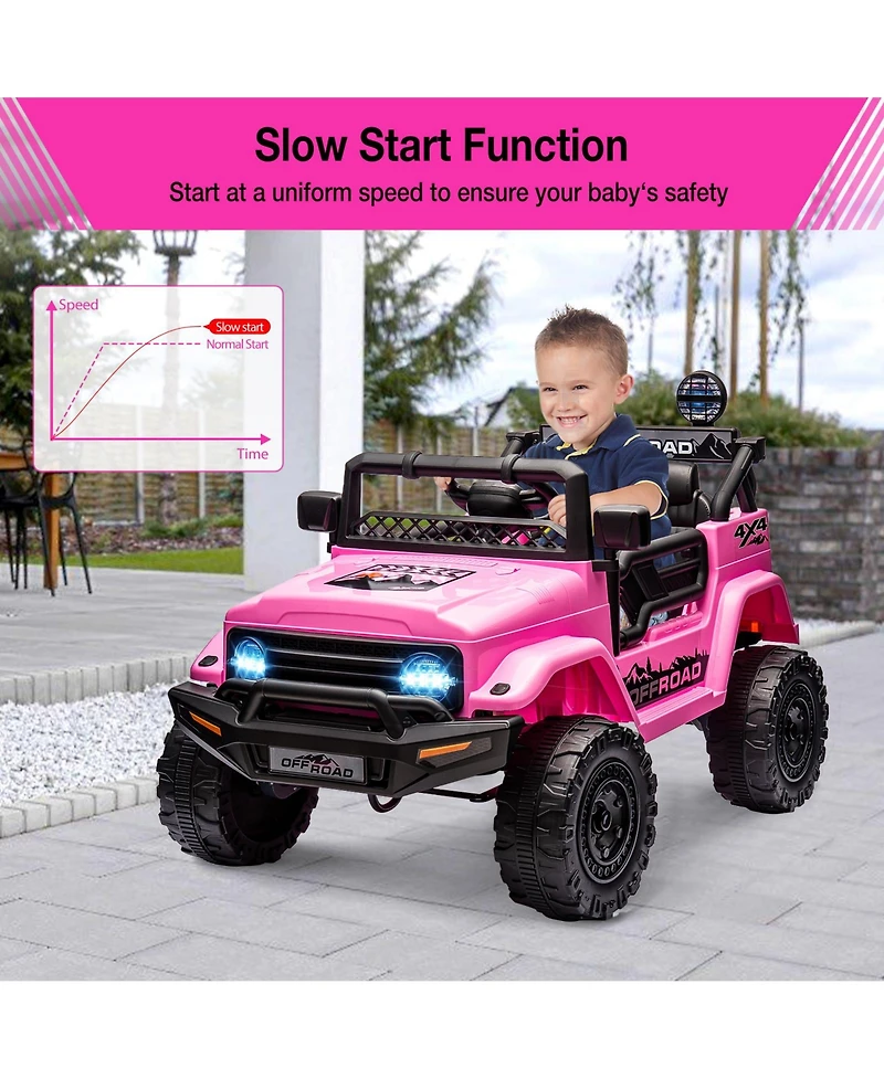 39.8x22.4x12.2 Inch 12V Kids Ride On Electric Car with Remote Control, Battery Powered Small Off-Road Vehicle for Outdoor Play, Pink, Ages 3-6