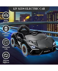 12V Licensed Lamborghini Ride On Car, Battery Powered Electric Toy, Dual 25W Motors, Remote Control, Spring Suspension, Headlights, Music, for Ages 3+