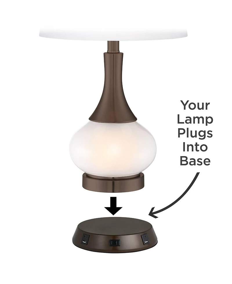 360 Lighting Southwestern Table Lamp with Usb and Ac Power Outlet Workstation Charging Base 29" Tall Brown Hammered Pot Living Room Bedroom