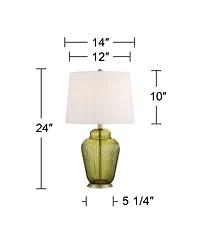 360 Lighting Grimmia 24" High Moss Green Glass Table Lamp Set of 2
