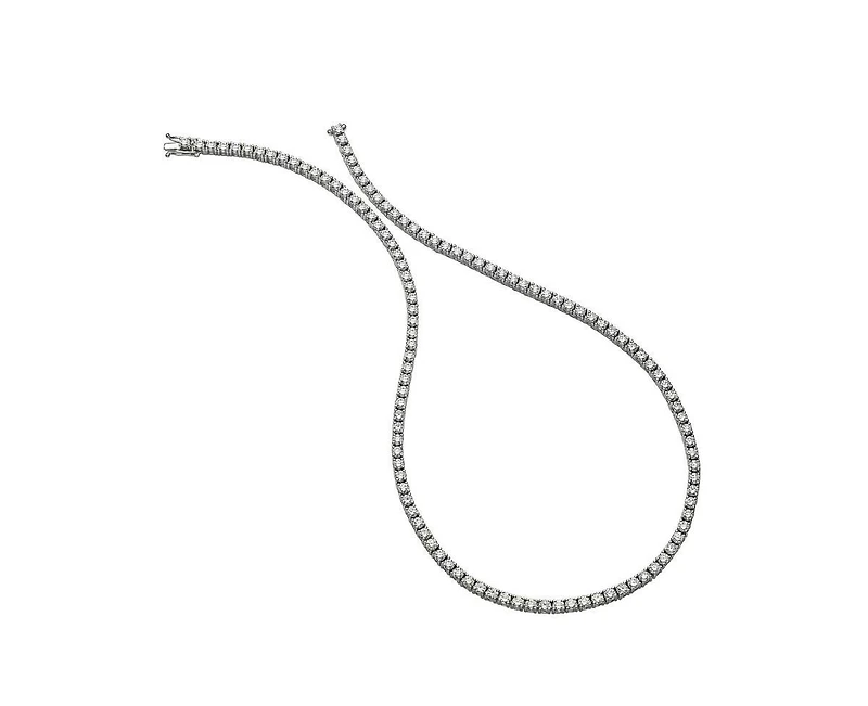 Genevive Elegant White Gold Plated Cubic Zirconia 20" Tennis Necklace