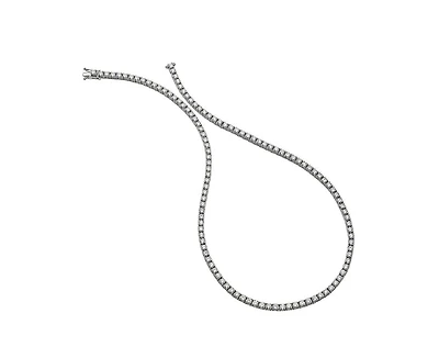 Genevive Elegant White Gold Plated Cubic Zirconia 20" Tennis Necklace