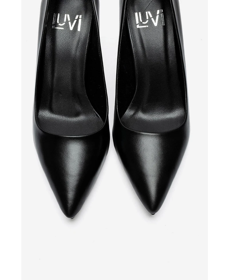Forever and Always Shoes Women's Clyde Leather Stiletto Pointed Toe Pump