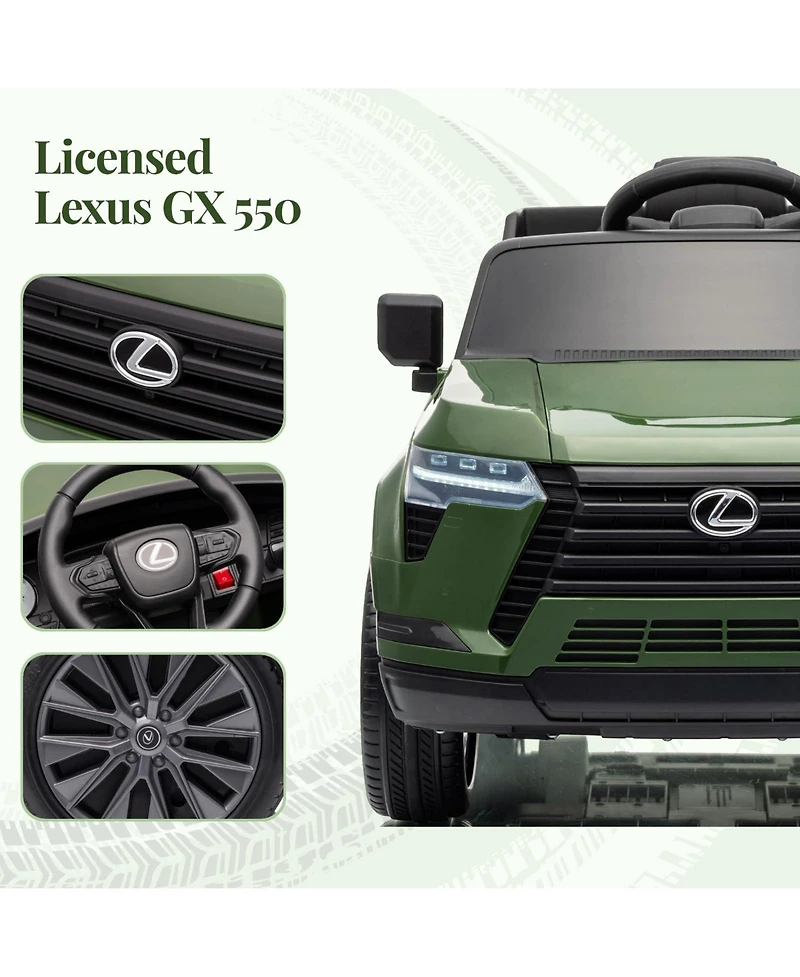 42 Inch Licensed Lexus Ride On Car, 12V Kids Electric Vehicle with Remote Control and Led Lights, Red/Green/Gray/Black/White, Ages 3-6