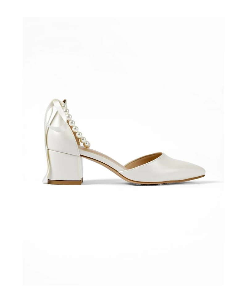 Forever and Always Shoes Women's Evania Block Heel Wedding Pump