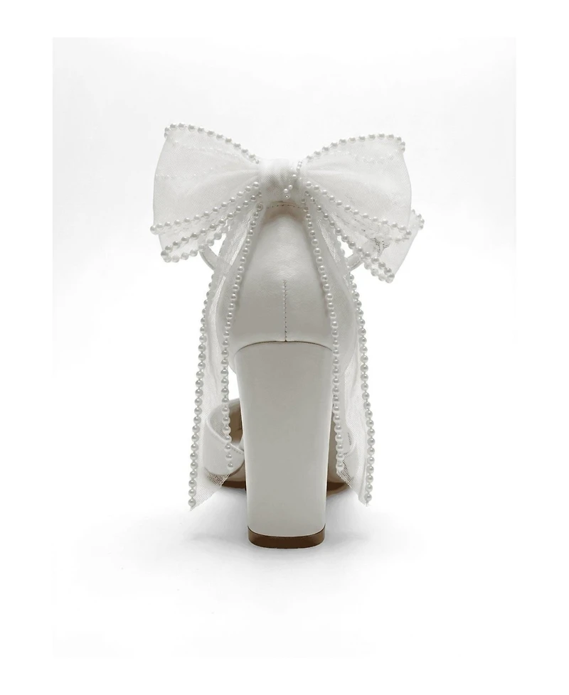 Forever and Always Shoes Women's Elvienne Pointed Toe Block Heel Bridal Sandal
