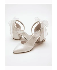 Forever and Always Shoes Women's Rosavelle Pointed Toe Block Heel Bridal Sandal