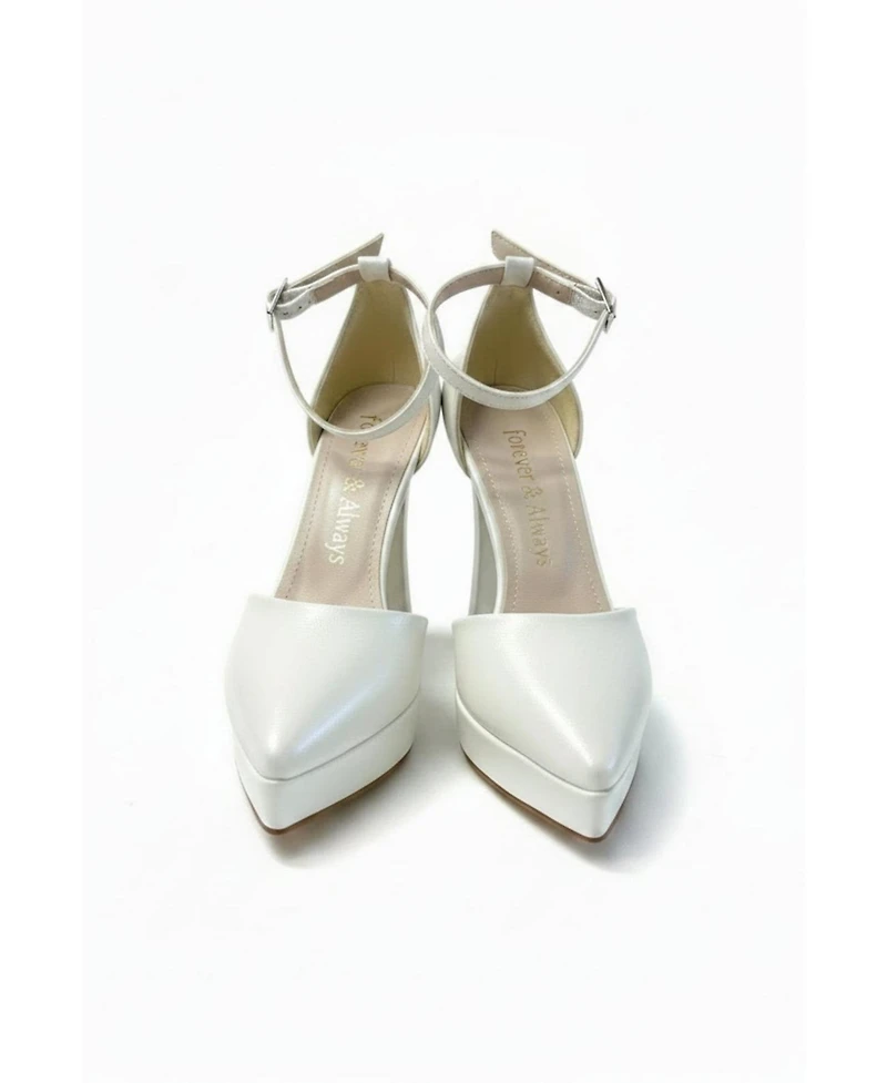 Forever and Always Shoes Women's Aster Pointed Toe Wedding Platform Pump