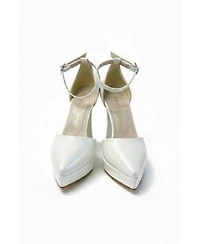 Forever and Always Shoes Women's Aster Pointed Toe Wedding Platform Pump