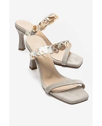 Forever and Always Shoes Women's Arund Leather Stiletto Ankle Strap Sandal