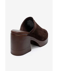Forever and Always Shoes Women's Dejas Leather Platform Block Heel Sandal