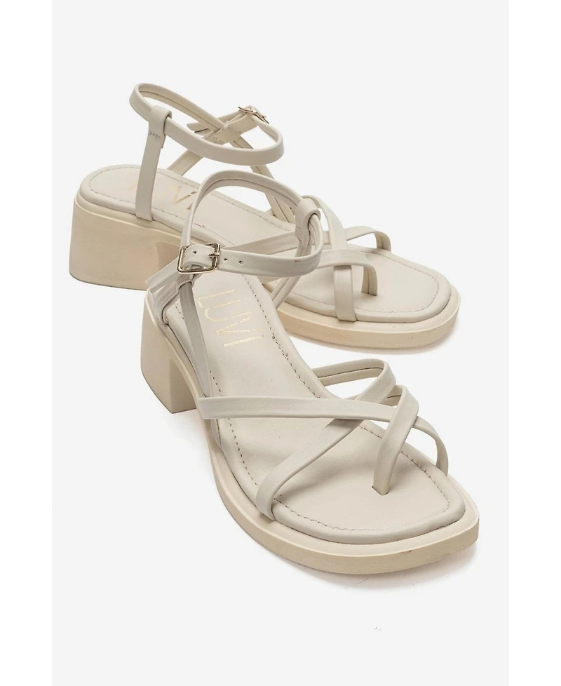 Forever and Always Shoes Women's Cirelle Leather Block Heel Sandal