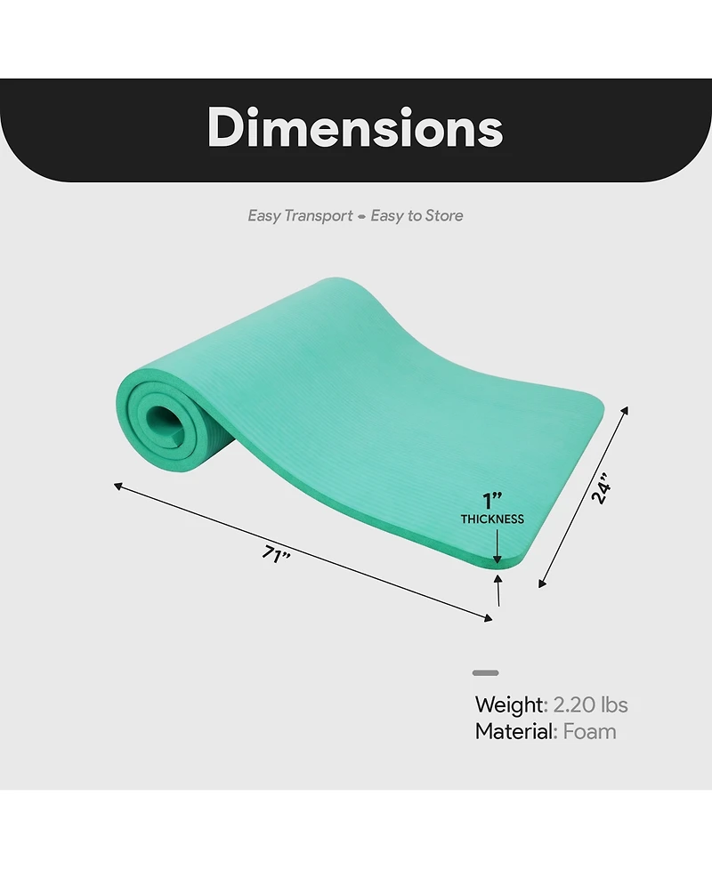 BalanceFrom Yoga Mat, 1-Inch Extra Thick Exercise Pilates Workout Mat, Aqua Blue
