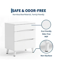 Nightstands Set of 2, Mdf Bedside Tables with 3 Storage Drawers, Compact Modern Side End Tables for Bedroom Living Room Dorm Office