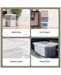 Iris Usa 8 Pack Plastic File Box w/ Lids, Letter/Legal Storage Organizer, 35 Qt