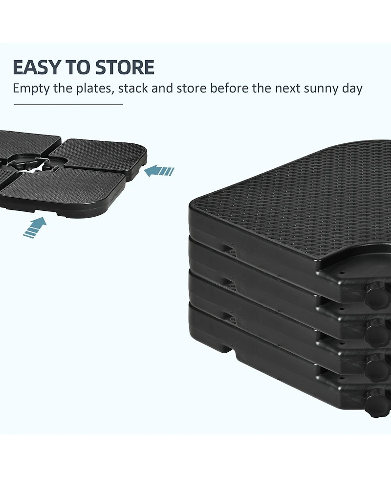 Outsunny 4-Piece 175lb Cantilever Patio Umbrella Base Weights for Offset Hanging Umbrella, Fasteners, Hdpe Water or Sand Filled Umbrella Weights for C