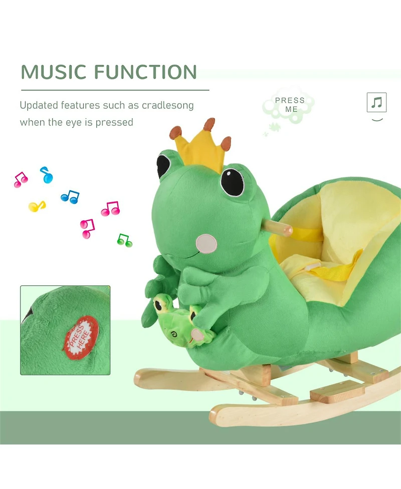Yobtop Frog Style Rocker Soft Plush Fabric Music Rocking Horse Toy, Ages 18-36 Months