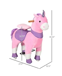 Yobtop Walking Plush Unicorn Ride-On Rocking Horse, 176 lbs Capacity, Ages 3+