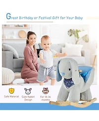 Yobtop Kids Ride-On Rocking Horse Toy Bunny Rocker with Fun Play Music, Soft Plush Fabric, Sturdy Wood Base, for Children