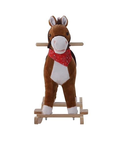 Yobtop Plush Rocking Horse with Realistic Galloping Sounds, 88 lbs Capacity, Ages 3+