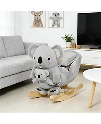 Yobtop Koala-shaped Rocker - Kids Rocking Horse with Realistic Sounds, Soft Plush Body, Sturdy Metal Frame, Balance Development
