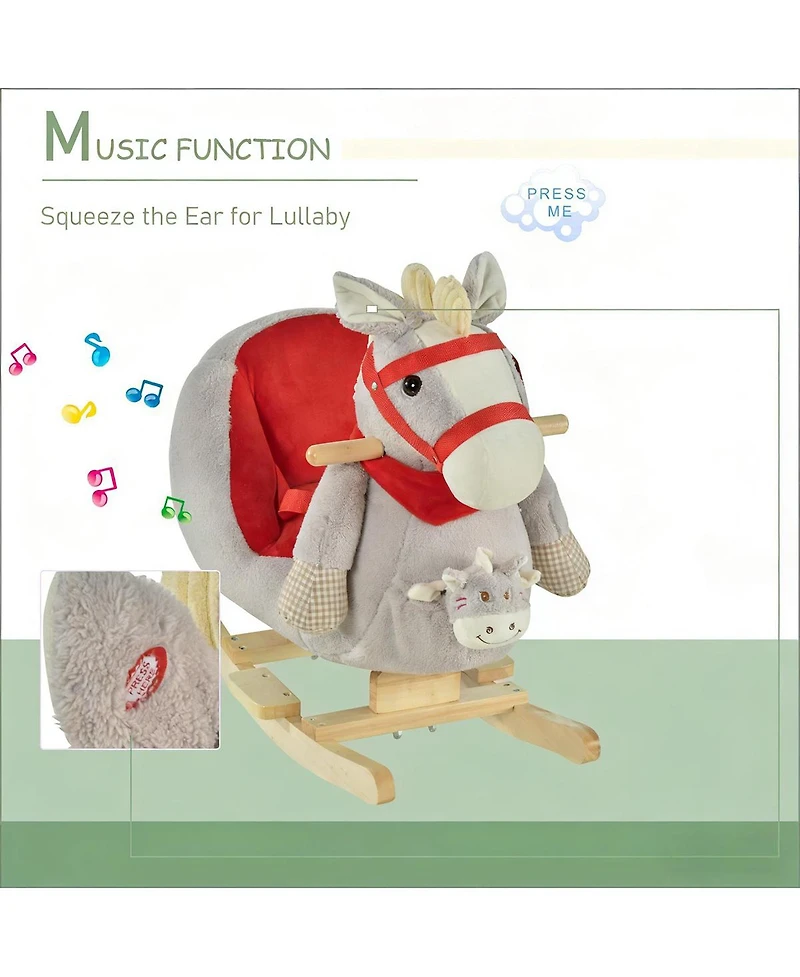 Yobtop Plush Rocking Horse with Lullaby Music, Ages 18-36 Months
